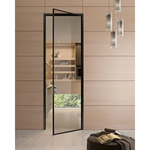 Design francese moderno con struttura stretta in alluminio <span class=keywords><strong>porta</strong></span> a battente in vetro per interni cucina camera da letto esterno Patio bagno Mesh - Product Image 1