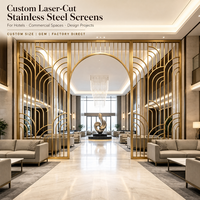 Paravent de séparation de pièce en acier inoxydable moderne personnalisé, en métal doré de luxe, pour hôtel et club haut de gamme