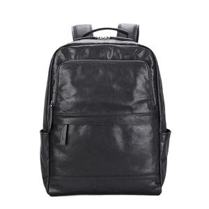 Mochila de Cuero Genuino Negro para Hombre - Piel de Vacuno de Grano Completo con Cierre de Cremallera Antirrobo, Portátil, OEM para una Elegancia Urbana y Robusta - Product Image 1