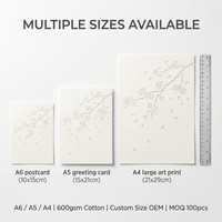 Carte postale personnalisée haut de gamme, luxe, impression typographique Sakura, gaufrage à sec, papier coton 600 g/m², OEM