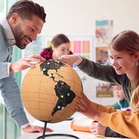 Globe moyen naturel personnalisé décor de voyage carte punaise pour les voyageurs carte du monde 3D carte du monde en bois liège carte du monde