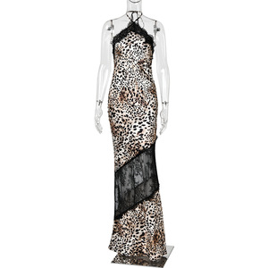 Abito <span class=keywords><strong>lungo</strong></span> da donna a sirena con scollo all'americana e pizzo <span class=keywords><strong>leopardato</strong></span> sexy, senza schienale, per feste, Collezione Autunno 2026 - Product Image 5