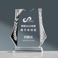 DH Logo Personnalisé Sculpture Impression UV Plaque de Prix en Verre Cristal Trophée de la Ligue des Champions