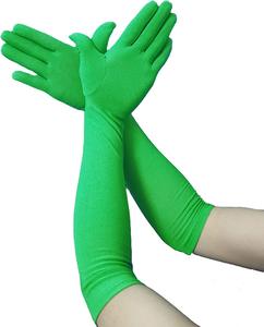 قفازات طويلة مطاطية كلاسيكية للبالغين باللون الأسود والأبيض والأحمر، قفازات ساتان طويلة تصل إلى الكوع للنساء للحفلات والمناسبات - Product Image 5