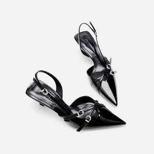 <span class=keywords><strong>Sandali</strong></span> Eleganti Baotou Stile Europeo e Americano con <span class=keywords><strong>Tacco</strong></span> Alto, Punta Affusolata e Retro Aperto in Nero - Product Image 1