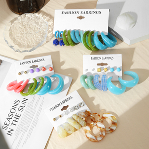 2026 6 Pairs/<b>Set</b> Hot Sale Bohemian Acrylic Flower Earrings <b>Colourful</b> Hoops Exaggerated Resin Earrings <b>Set</b> for Women Jewelry - Product Image 3