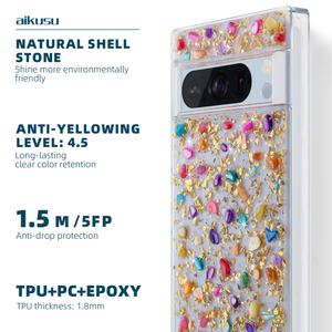 Funda de Resina Epoxi Aikusu para Google Pixel 8 7a 6a, Funda de Teléfono de TPU y PC Dorada para Google Pixel 8 Pro, Funda Protectora Antigolpes - Product Image 2