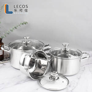 LECOS Articles de cuisine Vente en gros Lot de 6 casseroles à <span class=keywords><strong>induction</strong></span> en acier inoxydable avec couvercles en verre - Product Image 2