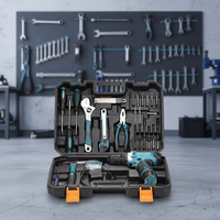 Ensemble d'outils combinés DEWEN, perceuse électrique sans fil à batterie lithium, comprend un jeu de douilles, une clé à cliquet et une barre coulissante, étui rigide