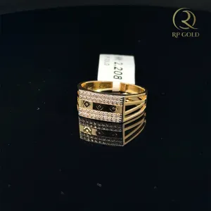 Men's 14K Gold Cocktail <b>Ring</b> with Rectangular Design Elegant Modern Band Daily Wear Parties Wedding Special Occasions - Product Image 2