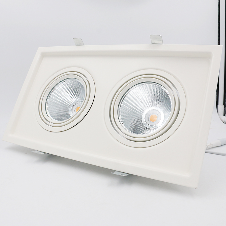Двойной головкой железный каркас Потолочные Встраиваемые Светодиодные пятно света вниз освещения 60W светодиодный растовый светильник для офиса