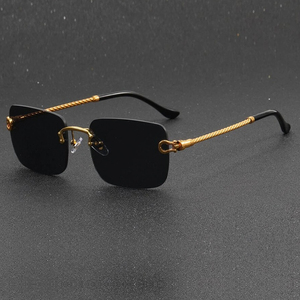 Lmamba 8036 Custom Logo Square Women Black Retro <b>Sun</b> Glasses Luxury Designer Brand Fashion <b>Shades</b> Rimless Sunglasses Man 2024 - Product Image 3