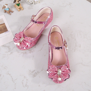 Meisjes hoge hakken lente nieuwe kinderschoenen prinsessenschoenen veelzijdige zachte zool kristallen schoenen voor meisjes optredens lederen schoenen - Product Image 4