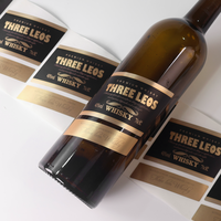 Feuille Autocollant Bouteille De Vin Étiquette Or Étanche Boisson Autocollant Adhésif Impression Personnalisée Étiquette De Luxe Feuille D'or Logo Étiquettes