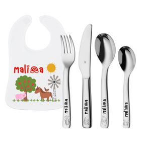 Bavaglini per bambini stampati con nome per posate per bambini incise (Bambino / Bambina) - Product Image 3