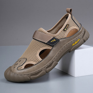 Men's Mesh Sandals Solid Pattern Open Toe Breathable EVA Sole Casual <b>Slides</b> Summer Shoes - Product Image 1