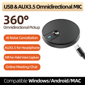 ไมโครโฟนคอนเดนเซอร์แบบอัจฉริยะ 360 องศา พร้อมระบบตัดเสียงรบกวน รองรับ USB2.0 AUX3.5 ไมค์ 3 มม. ตรวจสอบเสียงแบบเรียลไทม์ ไม่ต้องติดตั้งไดรเวอร์ - Product Image 2