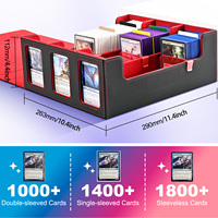JUZI 1800+ Boîte de rangement portable en cuir PU personnalisée et écologique pour cartes à collectionner Commander TCG Yugioh avec rangement pour cartes sous étui