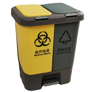 Dual Use 20L Plastic Trash Can With Lid Flip Top Sorting <b>Bin</b> For Kitchen Indoor <b>Square</b> Shape - Product Image 3