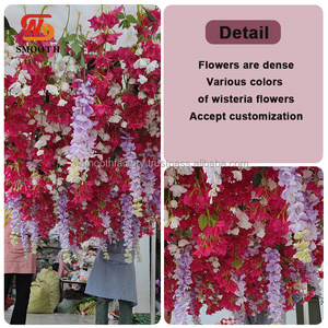 SMOOTH Wedding <b>Backdrop</b> Ceiling <b>Pink</b> Purple Wisteria Flower Panel Hanging Flower Wall for Party Events Decoration - Product Image 3