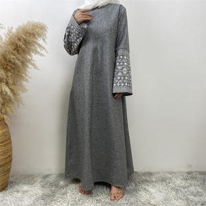 Abaya Manufacturer Fashion 2024 Embroidery Linen Polyester Closed Abaya Islamic Muslim Women <b>Summer</b> Dresses 6797# - Product Image 5