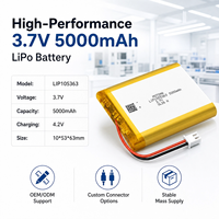 Batterie polymère au lithium haute densité 3,7 V 5000 mAh en vente en gros avec circuit de protection de sécurité PCB intégré