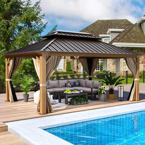 Neuer Hochwertiger Langlebiger Maßgefertigter Outdoor-Doppeldach-Metallpavillon Aluminium-Rahmen <span class=keywords><strong>Pergola</strong></span> Garten-Hardtop-Pavillon - Product Image 3