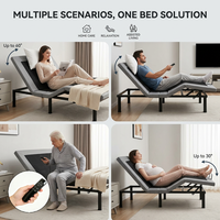 Cadre de lit électrique robuste, capacité 300 kg, inclinaison réglable de la tête et des pieds, base de lit pliable en métal avec télécommande pour soins à domicile