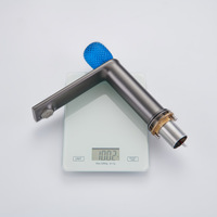 Robinet de lavabo moderne Weihao en laiton gris fusil, à montage sur comptoir, avec capteur tactile, monocommande, mitigeur eau chaude/froide pour salle de bain