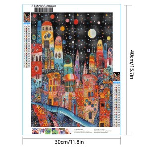 Peinture Diamant ORIGINAL Cartoon Town 30 x 40 cm, Kit de Mosaïque DIY 5D à Diamants Ronds, Rectangulaire, Sans Cadre, Cadeau pour Adultes - Product Image 1