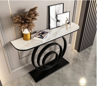 Table Console Semi-Circulaire en Pierre Frittée, Style Italien Simple, Moderne et de Luxe, Meuble d'Appoint ou de Couloir, Style Chinois Nouveau, Fabriquée en Orme