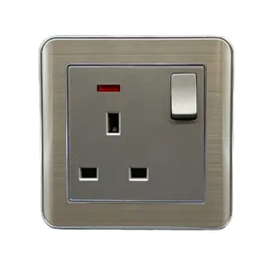 Yunduo 2024 new design product UK standard 86 type brushed panel single 13A switched socket with light