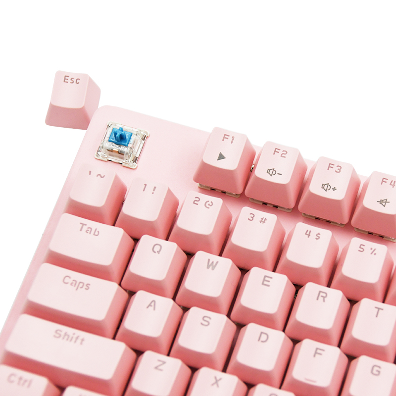 Ajazz ピンクメカニカルゲーミングキーボード 104キー QWERTY LED