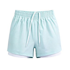 Shorts <span class=keywords><strong>de</strong></span> course pour femmes POD vert menthe 2-en-1 avec doublure intérieure <span class=keywords><strong>de</strong></span> <span class=keywords><strong>compression</strong></span> couleur unie, cordon <span class=keywords><strong>de</strong></span> serrage, logo personnalisé, bas <span class=keywords><strong>de</strong></span> sport pour <span class=keywords><strong>femme</strong></span> - Product Image 3