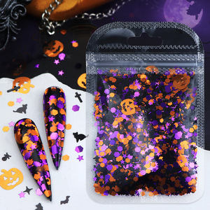 Halloween Nail Art paillettes paillettes 3D holographique araignée citrouille sorcière chauve-souris confettis paillettes pour ongles en acrylique fête d'halloween - Product Image 1