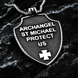 Collar de Acero Inoxidable con Colgante de Escudo, Diseño de San Miguel Arcángel, Joyería de Moda para Hombre, Regalo para Combinar con Ropa - Product Image 2