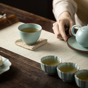 Taza de té de cerámica Ru Kiln con patrón craquelado, taza individual para degustación de té Kung Fu, taza maestra, origen Condado de Dehua - Product Image 5