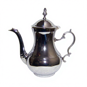 Handmade Moroccan Traditional <b>Tea</b> Ceremony Decor Tall Lid Brass Silver-Plated Teapot Intricate Floral Engraving Eco-Friendly - Product Image 1