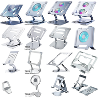 Support d'ordinateur portable en aluminium réglable avec ventilateur de refroidissement, ergonomique, pliable et portable pour bureau et studio