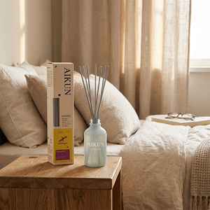 Aikun Frosted Glass Bottle 100ml <b>Aroma</b> <b>Diffuser</b> Printed Packaging Box MMB Formula Floral Reed <b>Diffuser</b> Gift Set For Cozy Bedroom - Product Image 1