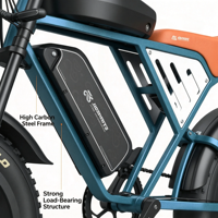 Expédition Rapide Vélo Électrique Tout-Terrain à Pneus Larges, Stock Entrepôt Étranger, Double Moteur, Double Batterie Amovible, Robuste