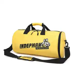 Wholesale custom logo foldable women men sport gym bag travel duffle bag yellow pu duffel bag