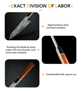 Vendedor superior de madera maciza de Damasco de acero inoxidable de 8 pulgadas cuchillo de cocina rebanador cuchillo de Chef de cocina - Product Image 4