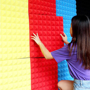 Haute qualité écologique isolation phonique éponge ignifuge pyramide forme panneaux de mousse acoustique 80% réduction du bruit 20D - Product Image 3