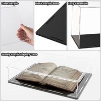 Vitrine en acrylique pour livres et médailles, boîte de présentation en acrylique transparent polyvalent avec base noire pour badges, pièces de monnaie et cartes