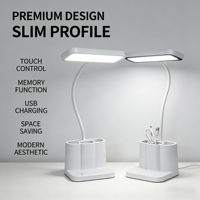 Lampe de bureau LED rechargeable avec porte-stylo, veilleuse pour dortoir et chambre, lampe de lecture pour bureau et étude