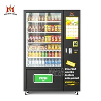 Distributeur automatique combiné pour aliments et boissons avec écran tactile, système de paiement par carte, pièces et espèces, populaire aux États-Unis et en Europe
