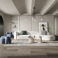 Modernes Leder-Ecksofa-Set mit Geschwungenem Design Massivholzrahmen Gepolsterte Modulare Wohnzimmermöbel