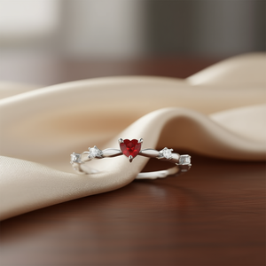 Anillo Romántico de Zirconia con Corte Corazón para Mujer, Chapado en Rodio, Engaste de Cobre, Anillo de Compromiso con Gema Q448 - Product Image 2