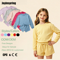 Ensemble 2 pièces respirant pour filles, manches longues et short, en bambou extensible, vêtements décontractés pour enfants, printemps, été, automne, tenues de tous les jours
